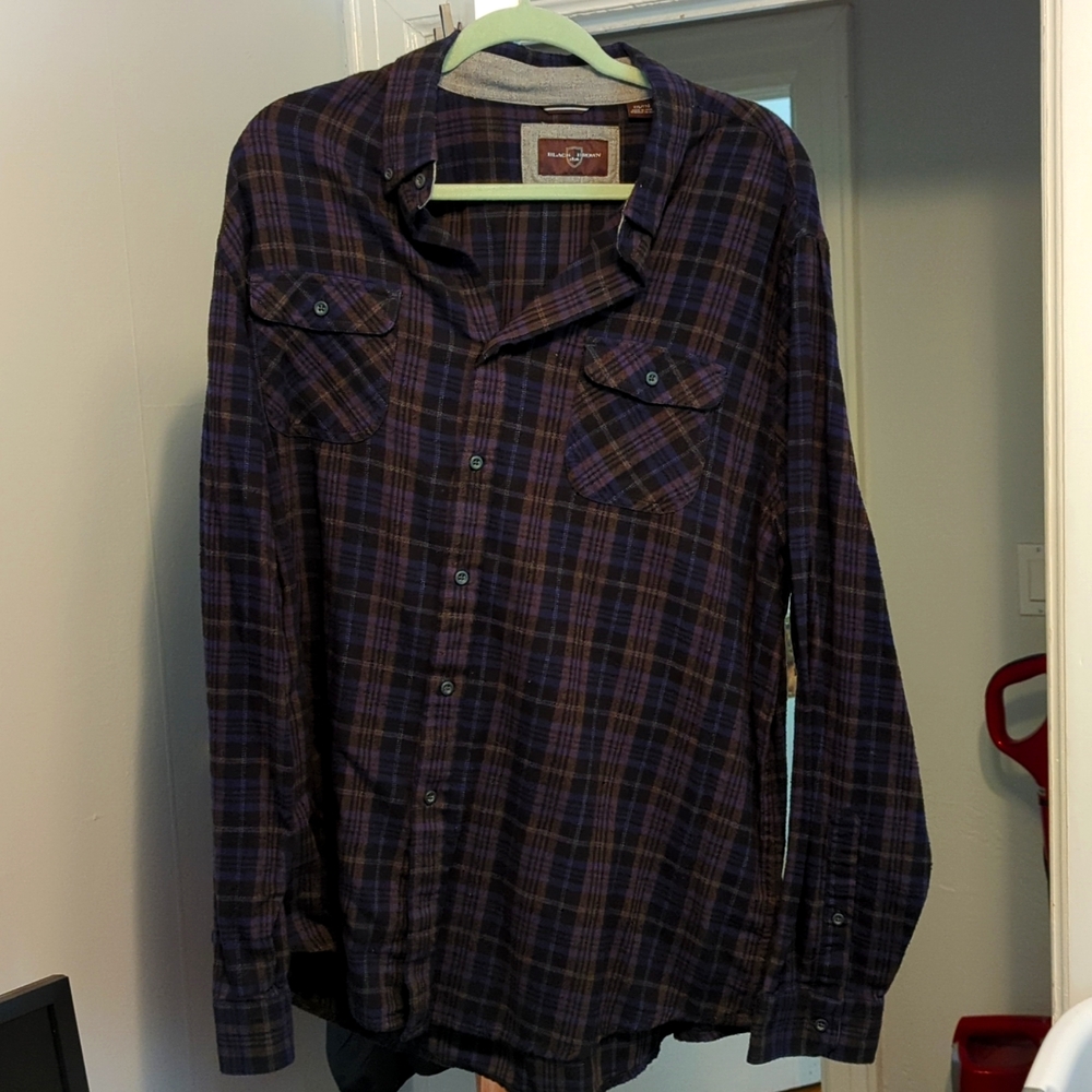 Black Brown 1826 flannel button down